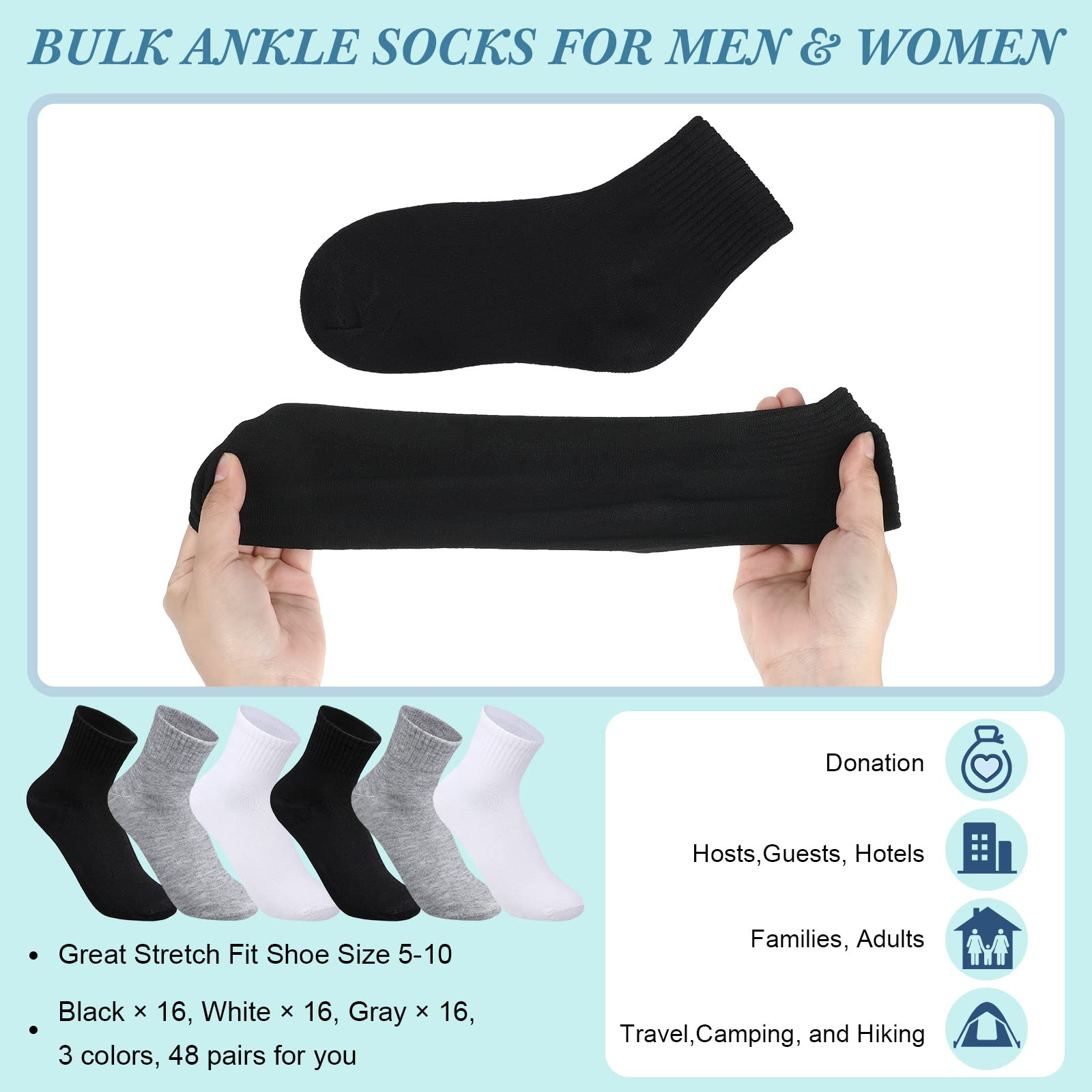 Lot 1-3 Pairs Mens Womens Ankle Quarter Crew Socks Sport Casual Cotton Socks US