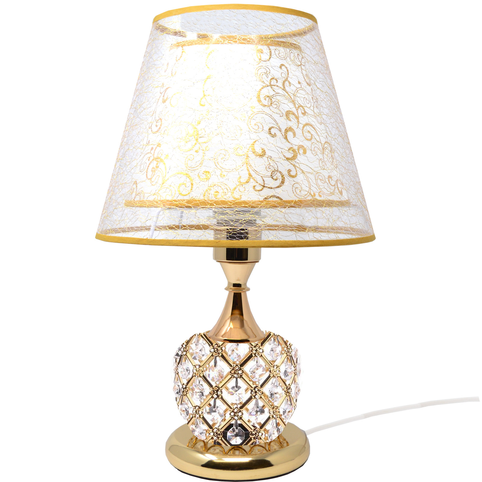 42CM GOLD TABLE DESK LAMP CRYSTAL BASE LIGHTING BEDSIDE MODERN LIVING