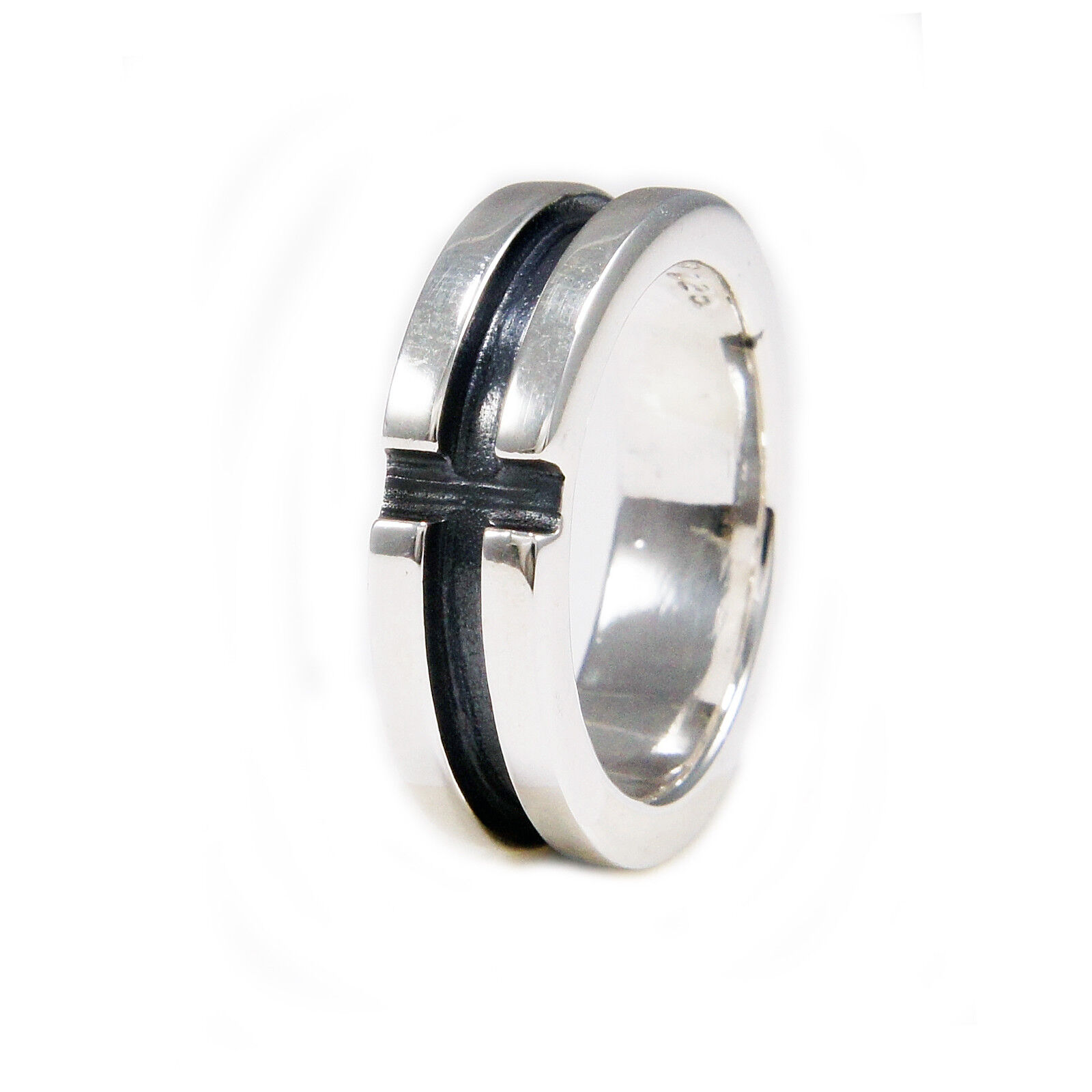 OXIDIZED CROSS BAND RING 925 STERLING SILVER GOTHIC BIKER OXIDIZED CROSS BAND RING 925 STERLING SILVER GOTHIC BIKER