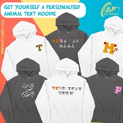 Personalised Zebra To Tiger Animal Text Hoodie Go Wild Roar Your Style Gift