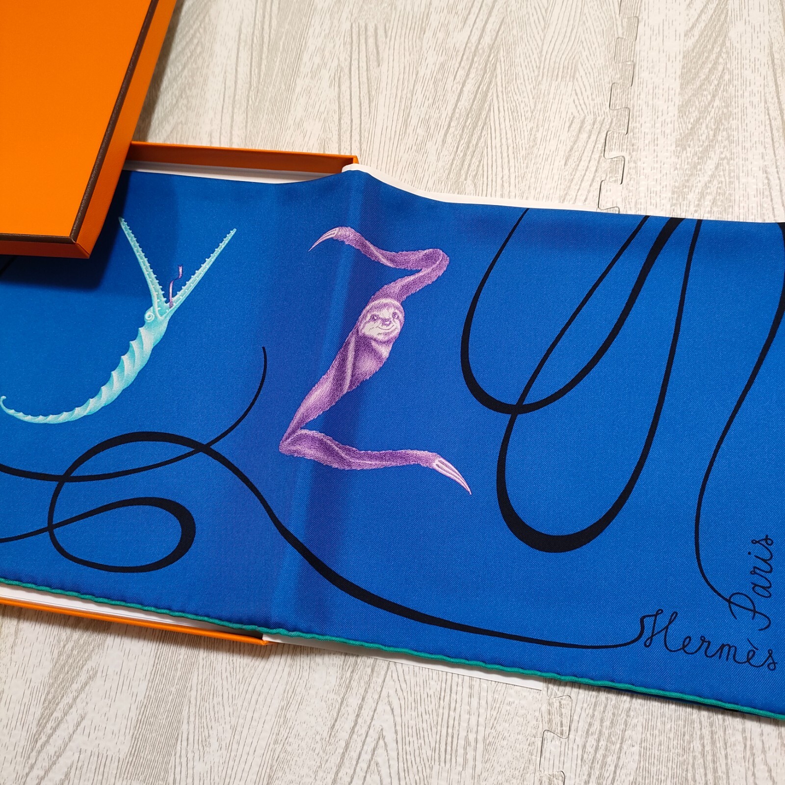 Unused w/box HERMES Carre 90 FAUNE LETTREE Alphabet Animals