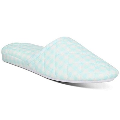 Charter Club Women's Green Quilted Gingham Plaid Clog Slipper Size S / 5-6