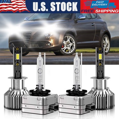 For Alfa Romeo Mito 2017 H1+D1S LED-HID Headlight Bulbs 6500K White High Lo Beam