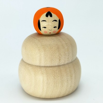 Japanese wooden doll small ejiko kokeshi Omochi chan ,kagamimochi,Suzuki Akira