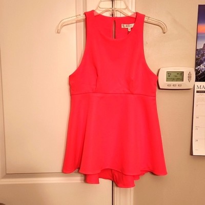 Milly Women's ''Dara'' Fluo Pink Peplum Top Size 2