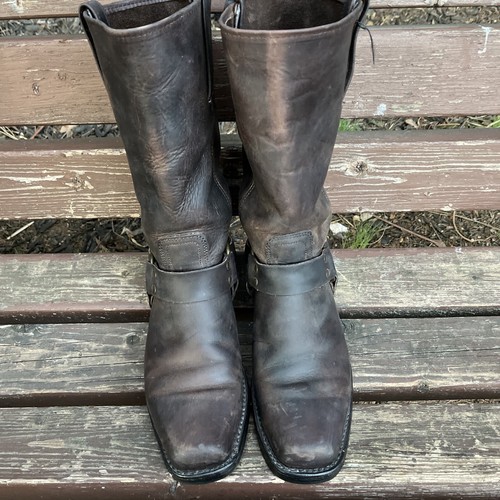 Frye Brn Distressed Leather Harness boots | eBay
