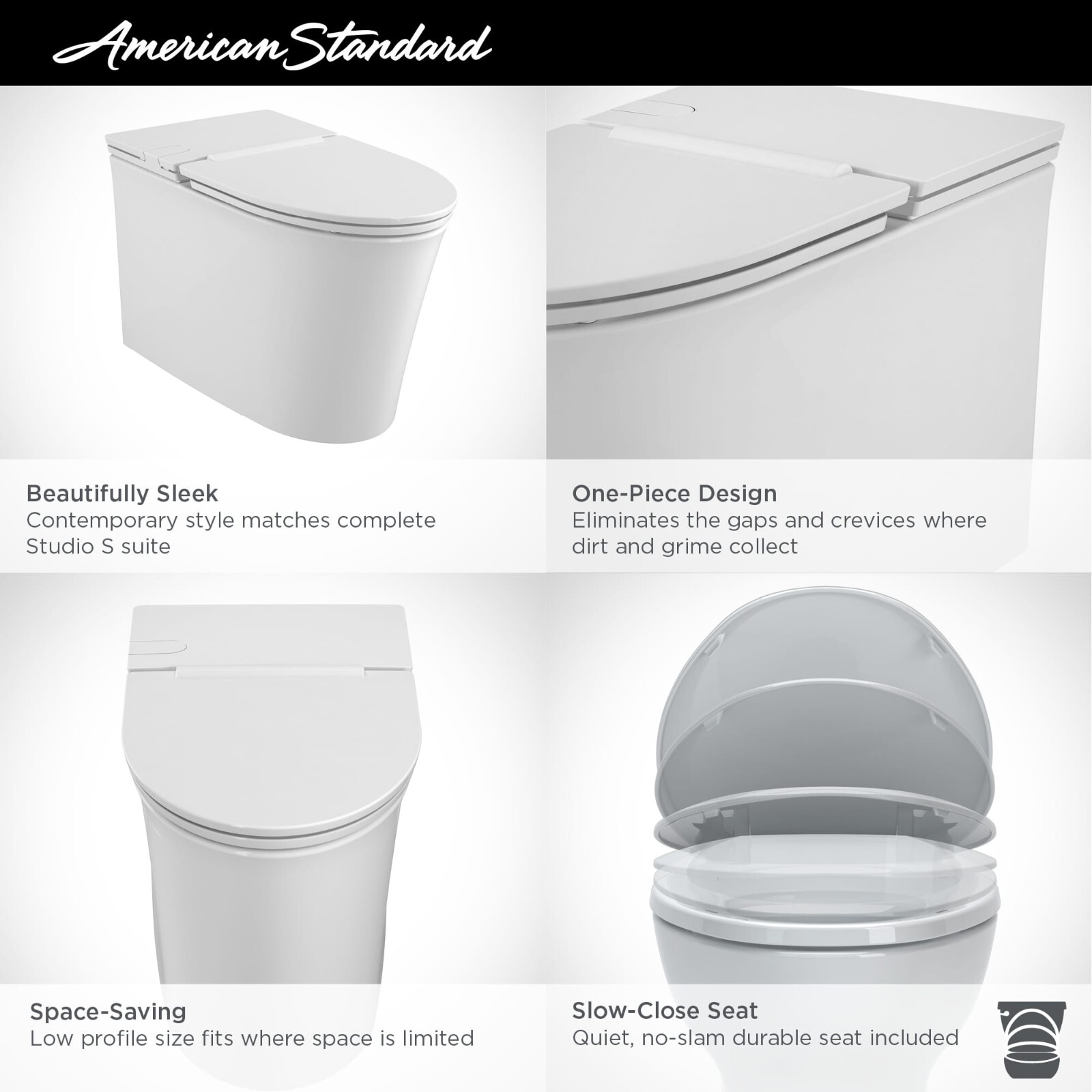 American Standard Studio S 1 GPF One Piece Elongated Chair Height Toilet