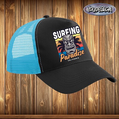 Surfing Paradise Trucker Snapback Cap Mütze Hat Surfer California Beach Waves