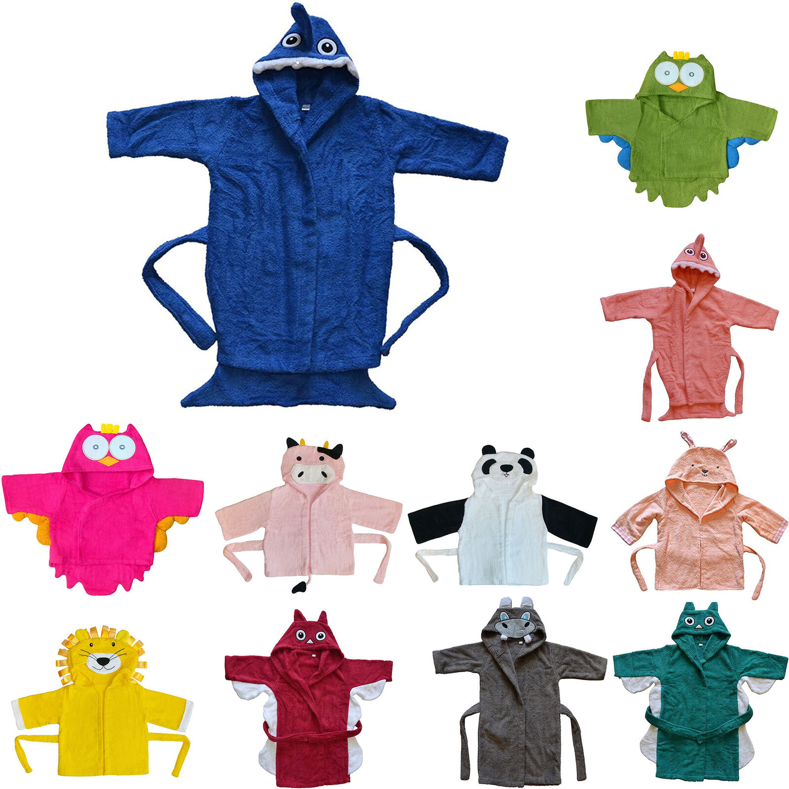 Bomio Baby Kinder Kinderbademantel Frottee Bademantel Pyjama Kaputze 