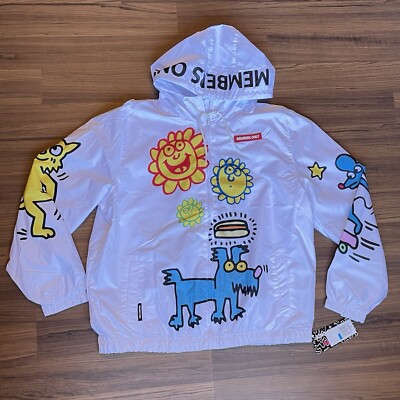 NWT Members Only Keith Haring Hoodie Jacket Women s XL cat hat pop art Full Zip