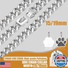LuxLife Dog Chain Collars Stainless Steel Dog Collar 15mm Cuban Link Dog Collar Metal Dog Chain with Snap Buckle Dog tag for Puppy Small Medium Large Dogs(14