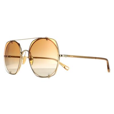 Pre-owned Chloé Chloe Sunglasses Ch0042s 003 Gold Orange Gradient