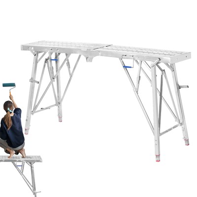 Scaffolding Platform Portable Folding Workbench Anti-Slip Feet Adjustable Height