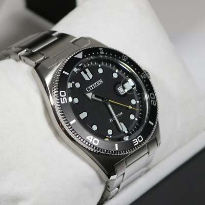 CITIZEN Eco-Drive ブラックダイヤル WR 20 bar Citizen Eco-Drive Sports Black Dial Stainless Steel Men's Watch