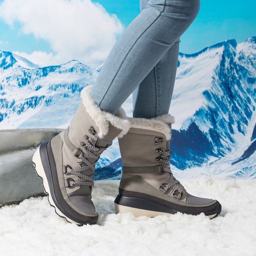 Women's Fur-Lined Insulated Snow Boots Waterproof Non-slip Ski Snow Boots