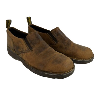 Dr. Marten Doc Maclean Brown Leather Slip-On Shoes Mens Size 12 Bouncing Soles