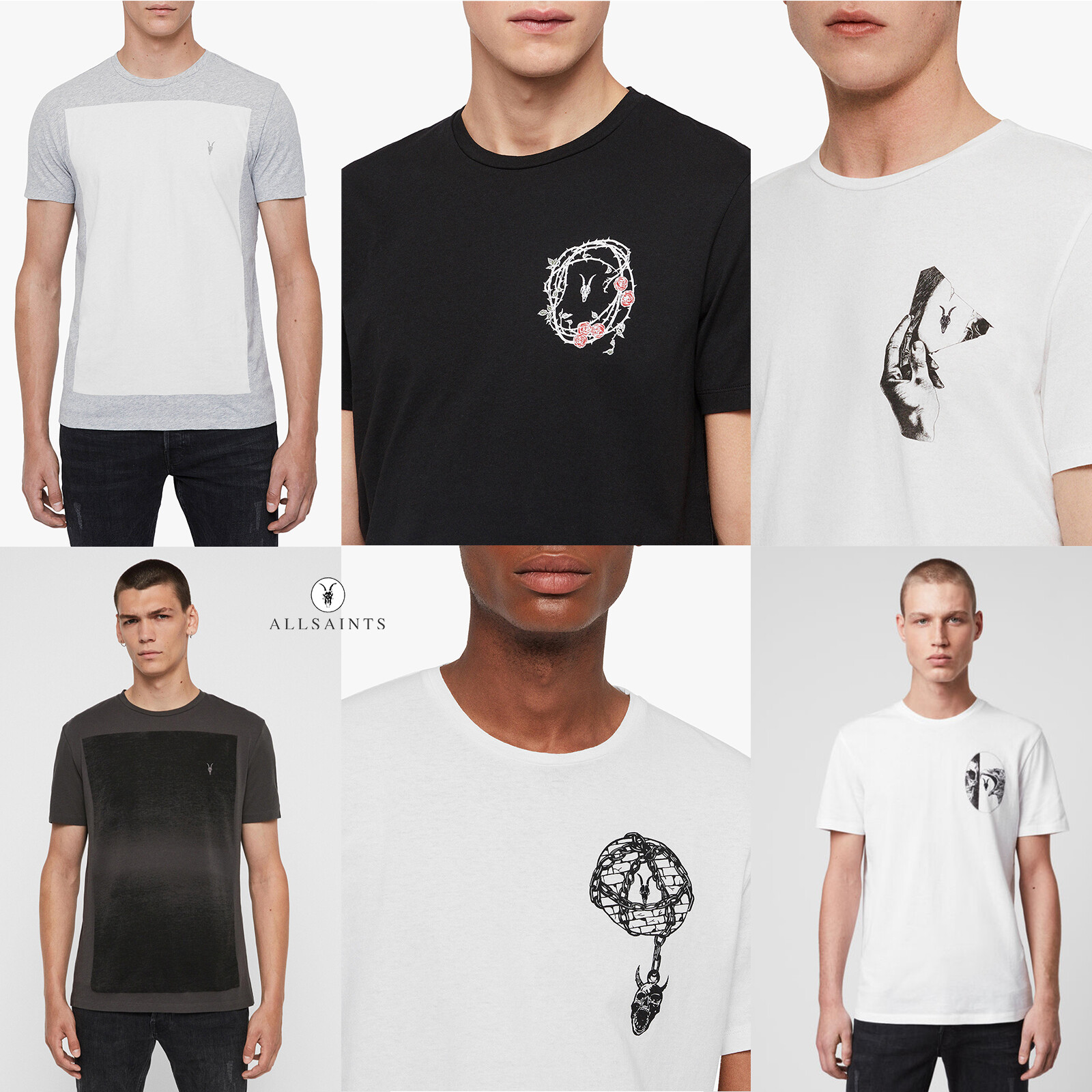All Saints Mens Crew Neck Designer AllSaints Cotton Fashion