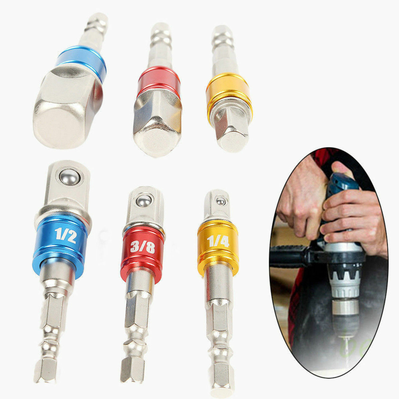 3Pcs/Set Hex Drill Bit Socket Adapter Drive Electric Impact Driver 1/4