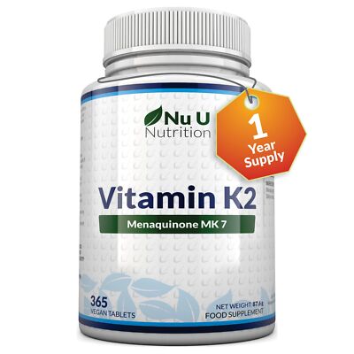Vitamin K2 MK 7 200mcg - 365 Vegetarian and Vegan Tablets (not Capsules)