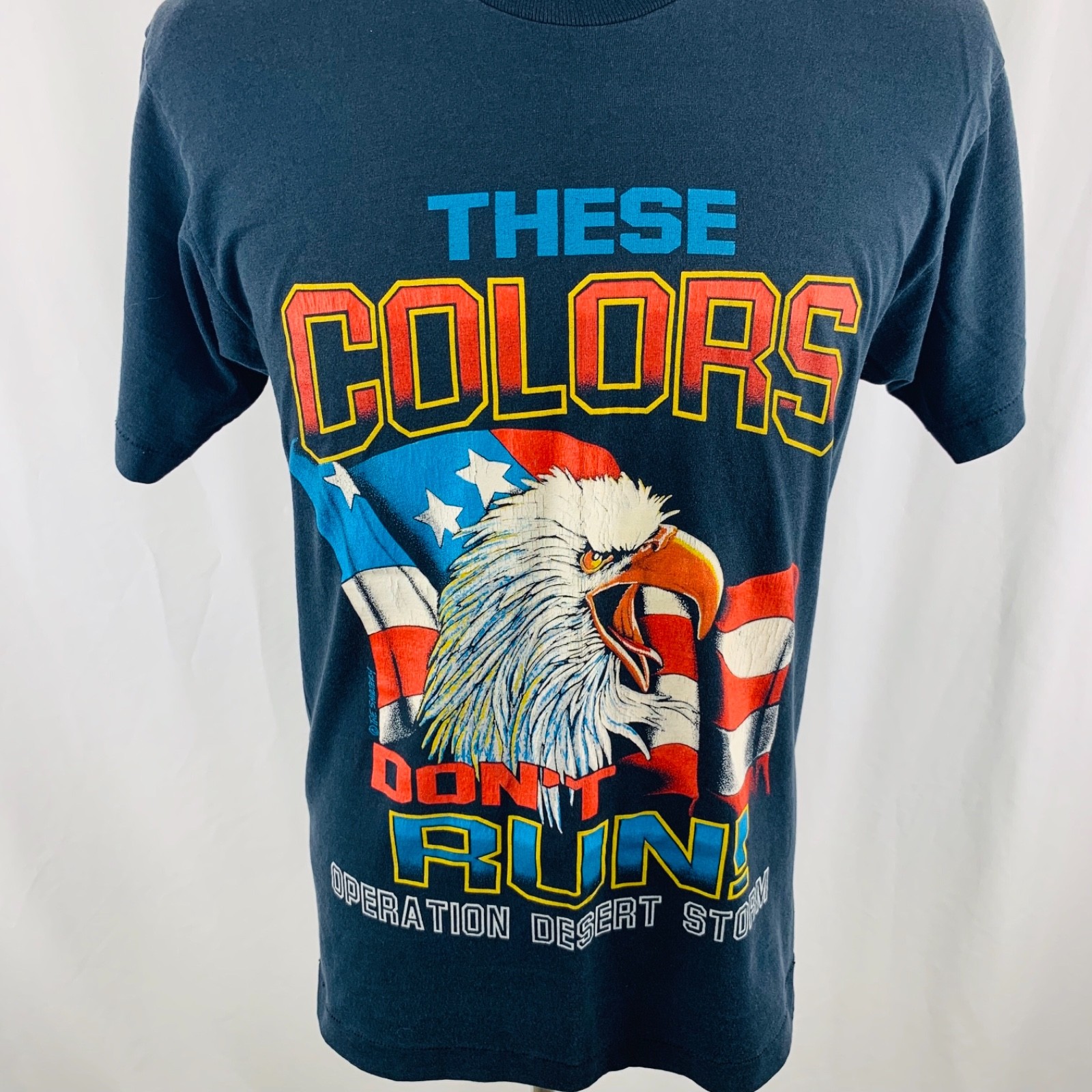 OPERATION DESERT STORM US Military Mens Large Black T-Shirt EAGLE Graphic