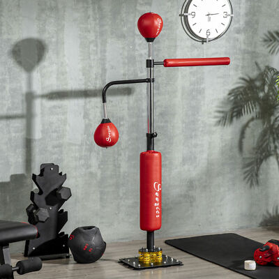 55''-81'' Boxing Bag Freestanding Punching Bag with Reflex Bar Speed Balls