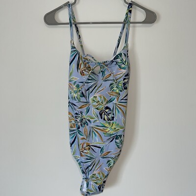 Beach Betty by Miracle Brands Blue Tropical One Piece Swimsuit Medium NWT