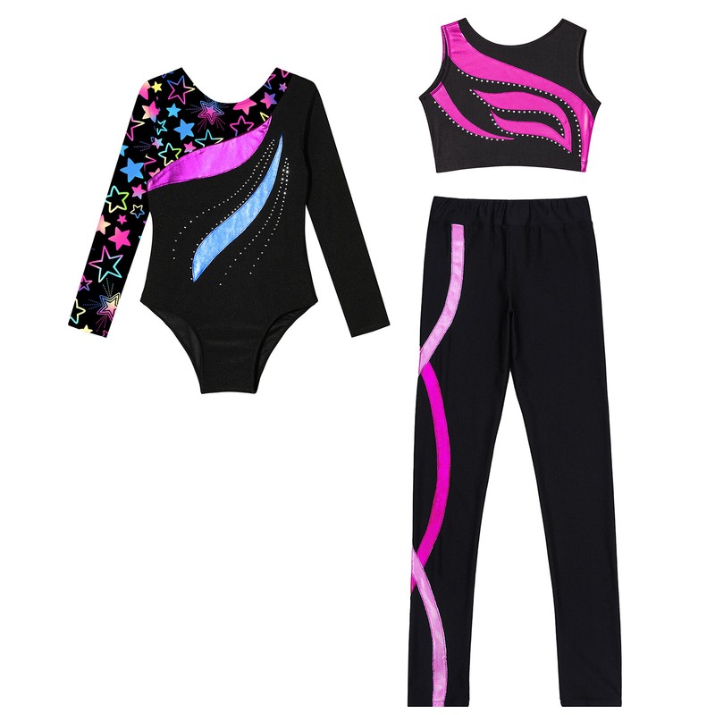 Meisjes Gymnastiek Turnpakje Lange Mouw Sleutelgatrug Glanzende Strass Steentjes Kunstschaatsen Danskleding – koop de beste producten in de online winkel