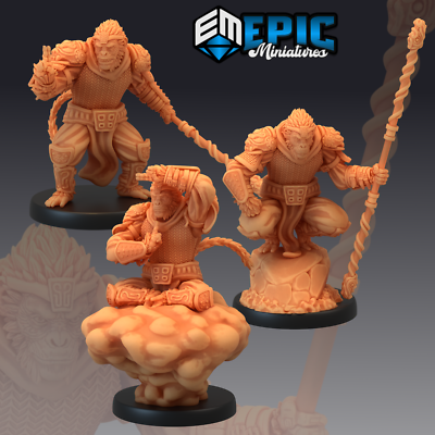 MONKEY KING, Dungeons and Dragons Miniatures, D&D Fantasy Humanoid Ape Monk