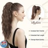 FESHFEN Ponytail Extensions - Drawstring Ponytails Hair Extension Long Curly Wavy Hair Piece Synthetic Pony Tail Hairpieces for Women, Black Brown Mix Golden Blond 18 inch