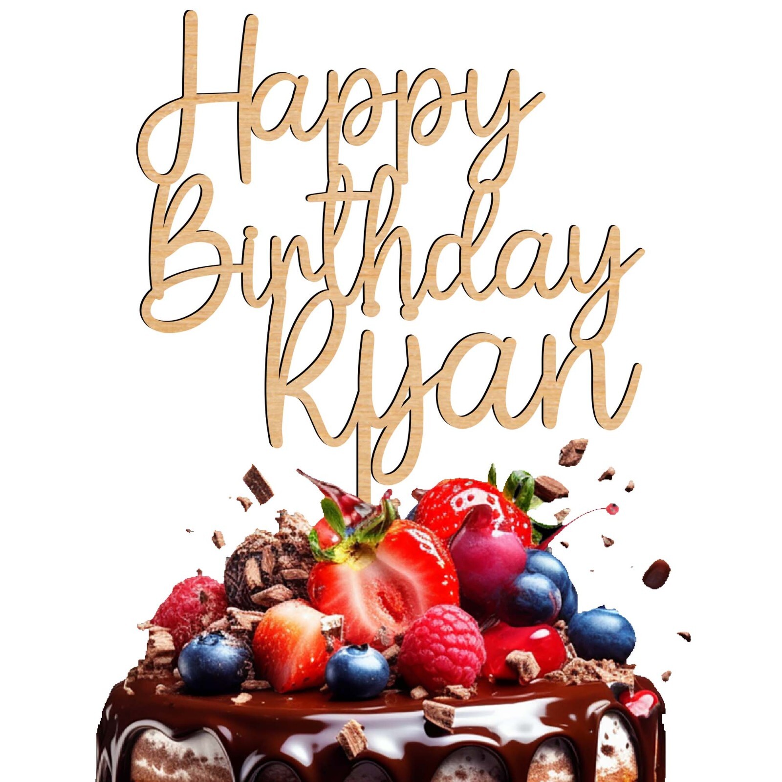 Personalised Wooden Birthday Cake Topper Custom Name Party Decoration Cake Decor
