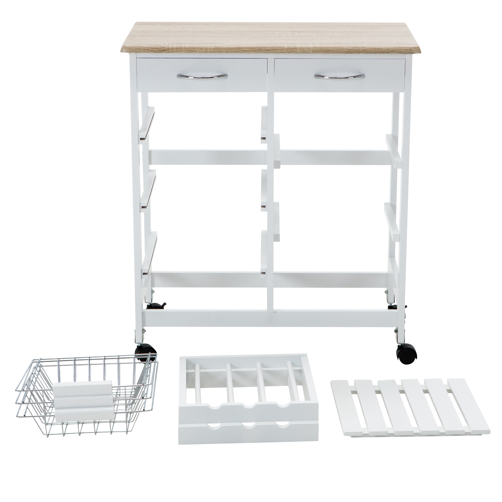 Oak Rolling Kitchen Island Cart Trolley Dining Storage w ...