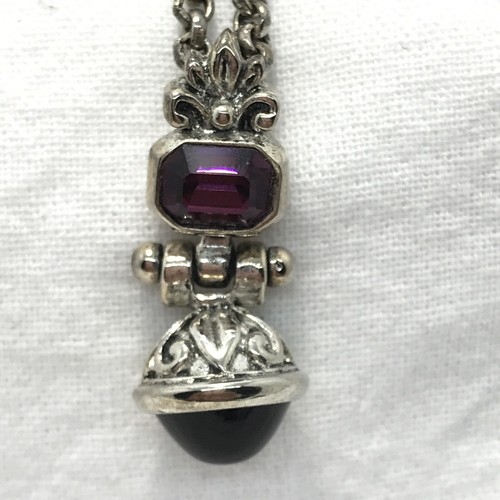 【BLACKPURPLE】Renin stone cubic chain necklace silver 50cm BLACKPURPLE (ブラックパープル) - Renin stone cubic chain