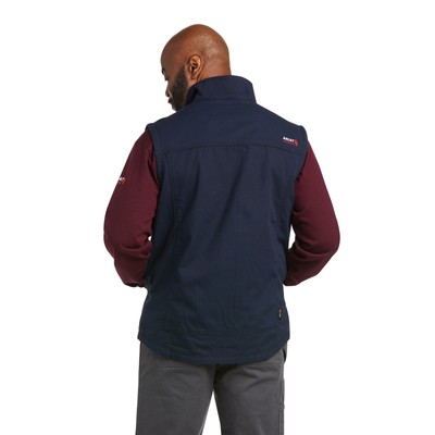 Pre-owned Ariat ® Men's Fr Duralight Navy Stretch Canvas Vest 10037641 In Blue