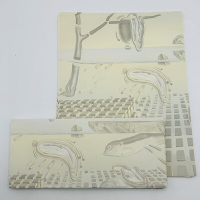 Salvador Dali Abstract Art Melting Clocks Fish Stationery W/Envelopes VTG 1997
