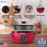 ICOOK 6.5 Quart Slow Cooker, Simmer Pot with Transparent Glass Cover, Adjustable Temp, Cooks Entrees, Sauces, Soups, Roasts, Stews and Dips (Red)