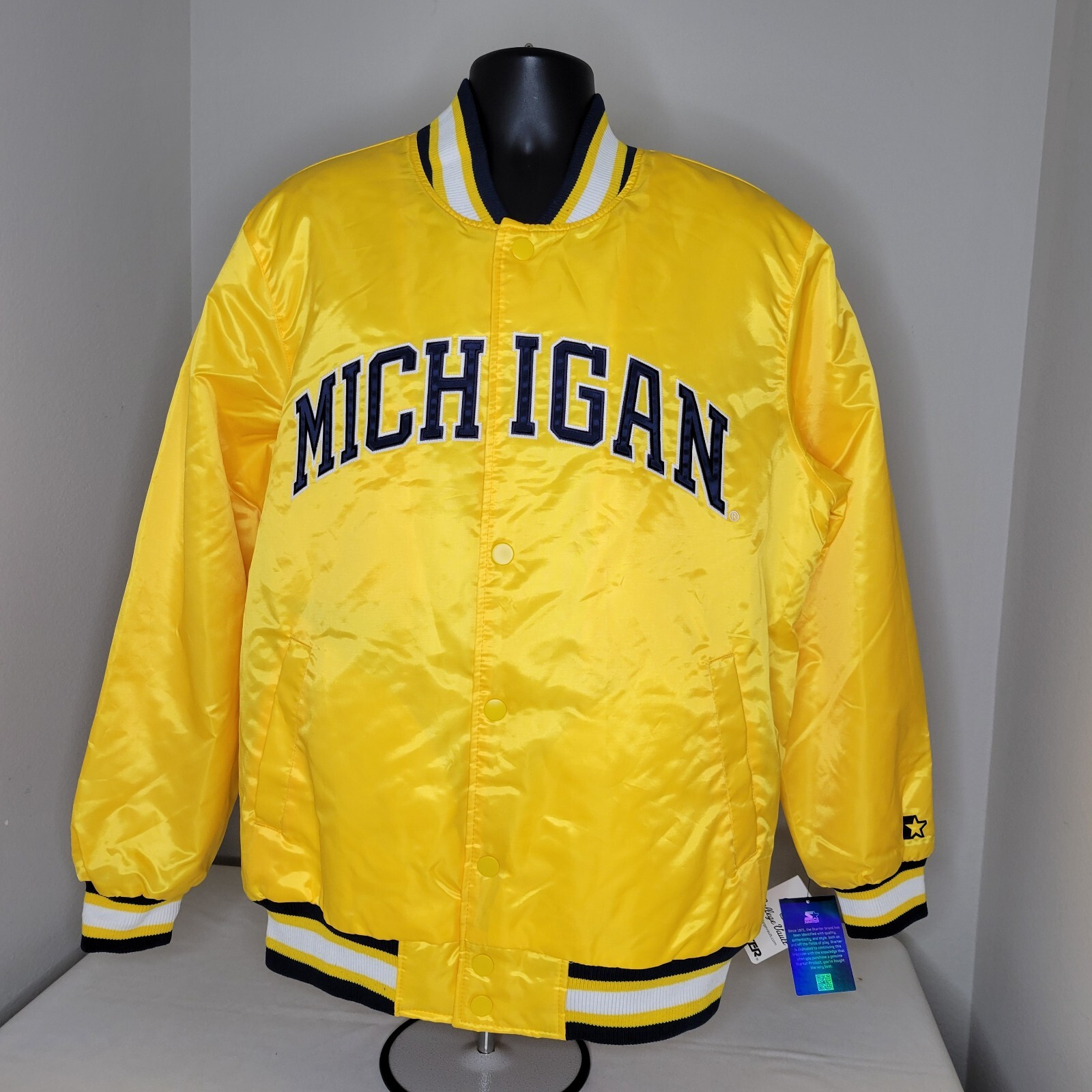 Michigan ミシガン大学　中綿スタジャン2XL 90sビンテージ ミシガン大学 中綿 ウールスタジャン ネイビー