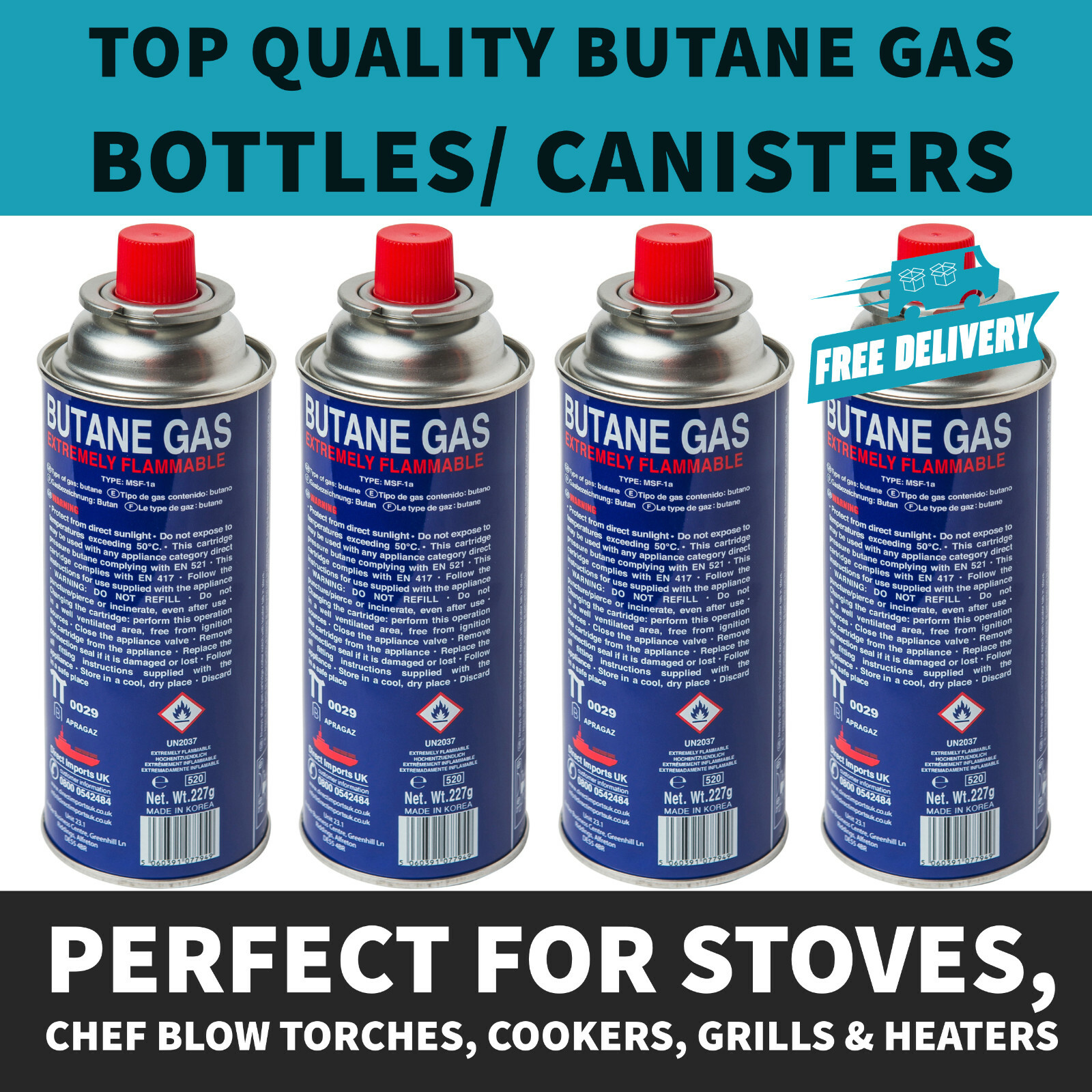BUTANE GAS BOTTLES CANISTERS FOR PORTABLE STOVES COOKERS GRILL HEATERS