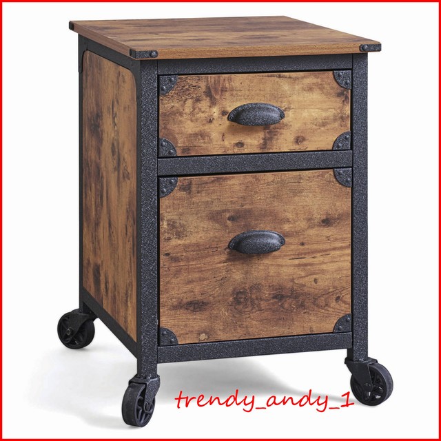 File Cabinet 2 Drawer Rustic Wood Metal Country Industrial Home ... - Rustic Country File Cabinet Weathered Wood Storage Shelf Living Room  Furniture
