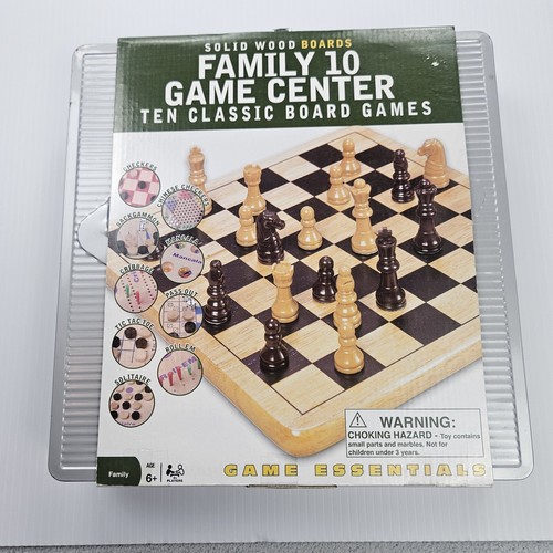 Cardinal Family 10 Game Center Chess Checkers Wood Game Board Aluminum Case NEW