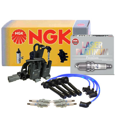 NGK DIS Ignition Coil Wires 4 Laser Platinum Spark Plugs Kit For Hyundai Kia L4