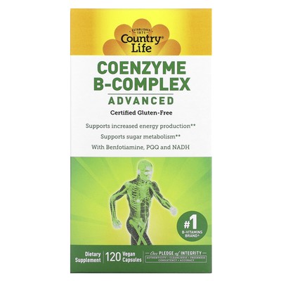 Country Life Coenzyme B-Complex Advanced 120 вегетарианских капсул без глютена,