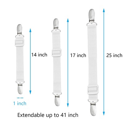 10 Pack Adjustable Bed Sheet Straps Elastic Bed Fitted Sheet Holder with Clips