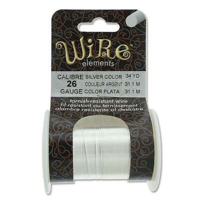 BeadSmith Silver Plated 26 Gauge Craft Wire Elements - 34 Yard Spool