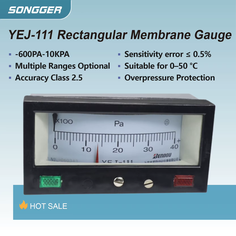HVAC Rectangular Differential Pressure Gauge YEJ-111 Micro Air Manometer Diaphra