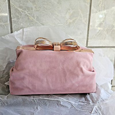 Ted Baker CARLIAA Suede Statement Bow Clutch Evening Bag Dusky