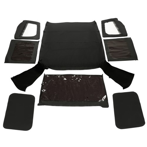 For 1987-1995 1988 Jeep Wrangler YJ Soft Top Half Doors Sailcloth Black #9870215