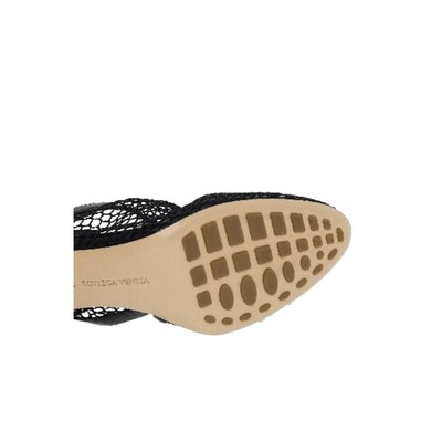 Pre-owned Bottega Veneta Chain-trimmed Mesh Sandals In Black,gold