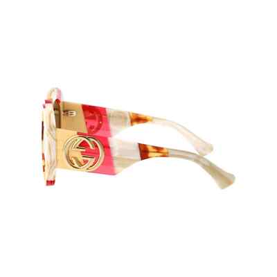 Pre-owned Gucci Sunglasses Gg1308s 003 Havana Red Ivory Gold Brown Lens Women Authentic In Ivory Red Havana