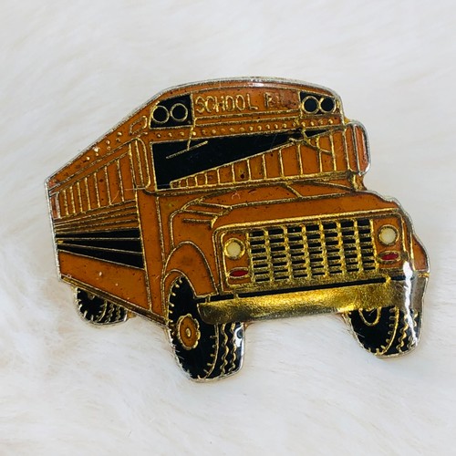 Vtg Yellow School Bus Driver Enamel Lapel Pin
