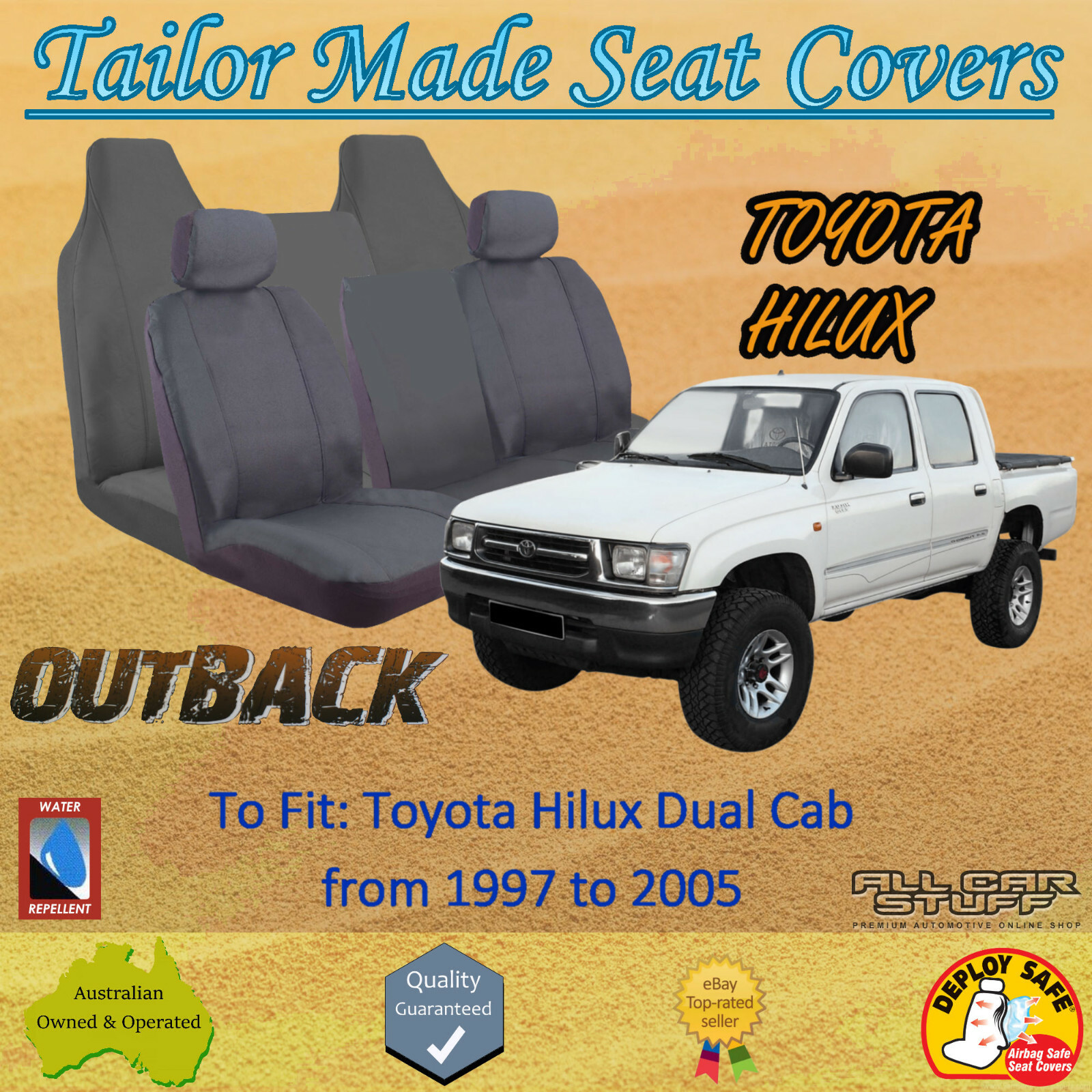Canvas Seat Covers for Toyota Hilux Dual Cab W/ Bucket & Bench Seats